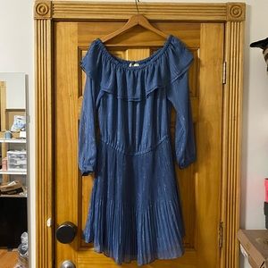 Michael Kors blue off the shoulder dress